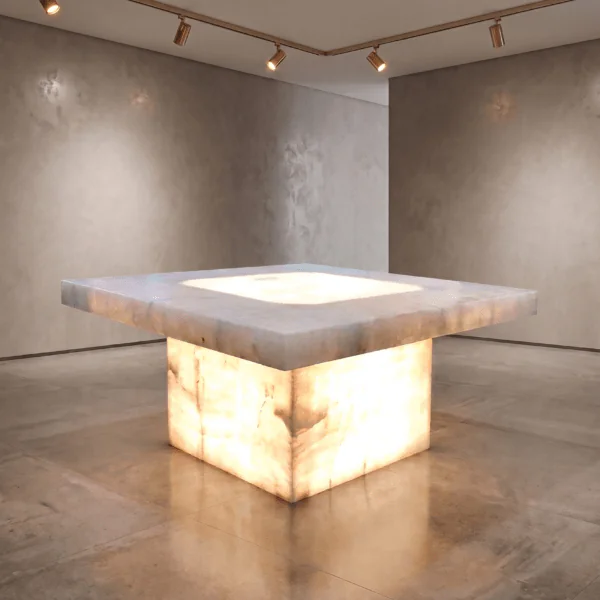 mesa de onix en forma cuadrada